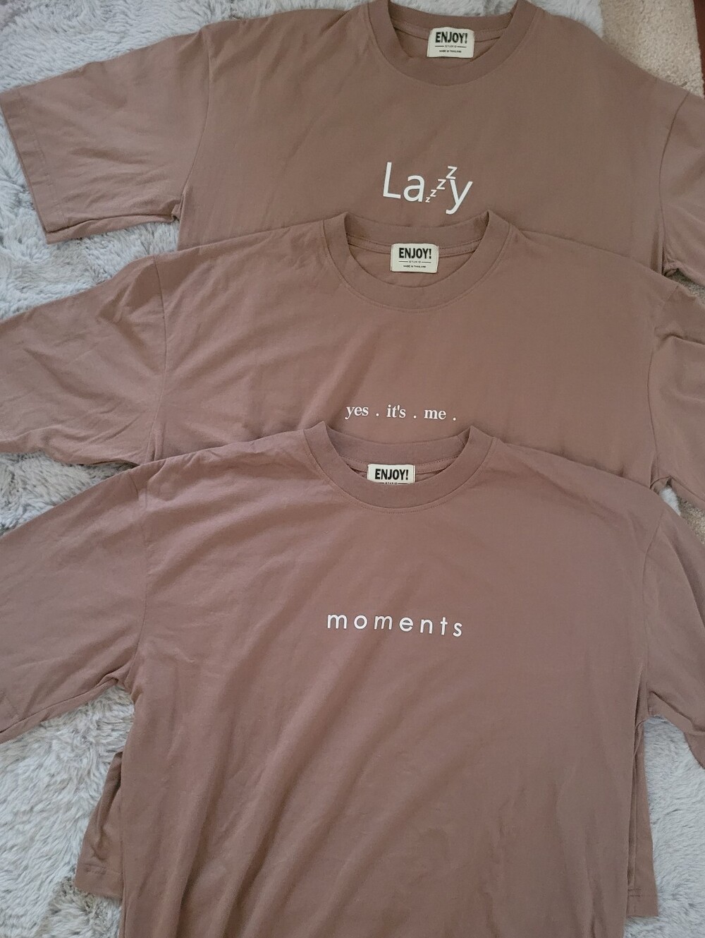 ENJOY! brown graphic tees